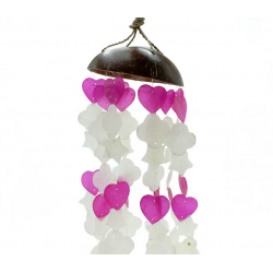 Coconut & Capiz Windchimes - Pink and White Mix Shapes - 35cm