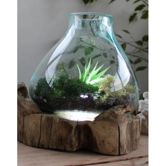 Molten Glass Large Plant/Zen garden bowl  3.7 litre (with light cavity)- 30cm