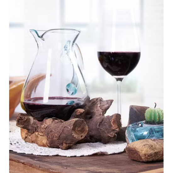 Molten Glass on Wood- Water Jug