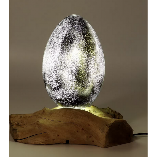 DriftGlow Lamp Crackle Lava Egg Shade - Grey