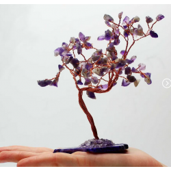 Lrg Gemstone Tree - Amethyst on Natural Agate Base (100 stones)