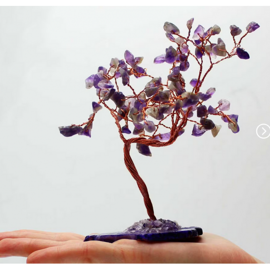Lrg Gemstone Tree - Amethyst on Natural Agate Base (100 stones)