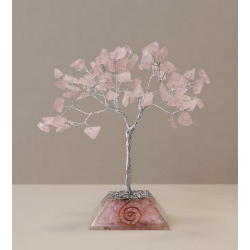 Gemstone Tree with Organite Base - 80 Stone - Rose Quartz