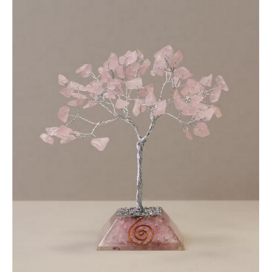 Gemstone Tree with Organite Base - 80 Stone - Rose Quartz