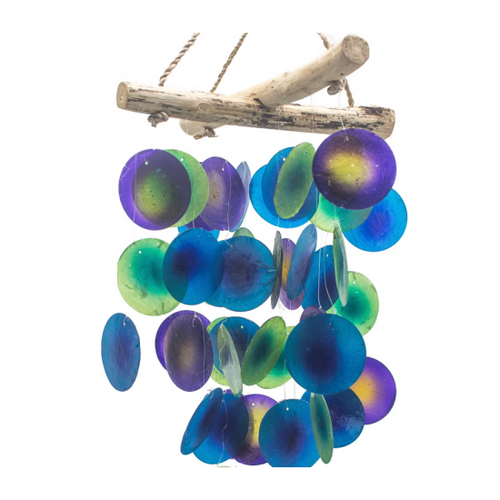 Green & Purple Driftwood Cross Chime