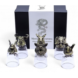 Gift Set of 6 Shot Glasses (50ml) - Mystical Creatures - Antique Bronze