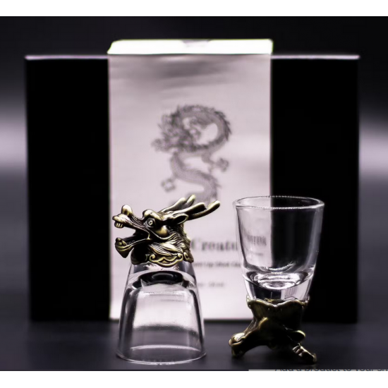 Gift Set of 6 Shot Glasses (50ml) - Mystical Creatures - Antique Bronze