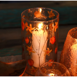 Natural Floral Glass - Tall Vase Candle Holder - Rose - (19x11cm)