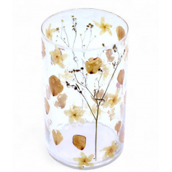 Natural Floral Glass - Tall Vase Candle Holder - Rose - (19x11cm)