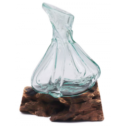 Molten Glass Fancy Mini Decanter on Wood 24cm