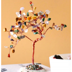 Lrg Gemstone Tree - Multi Stones on Natural Agate Base (100 stones)
